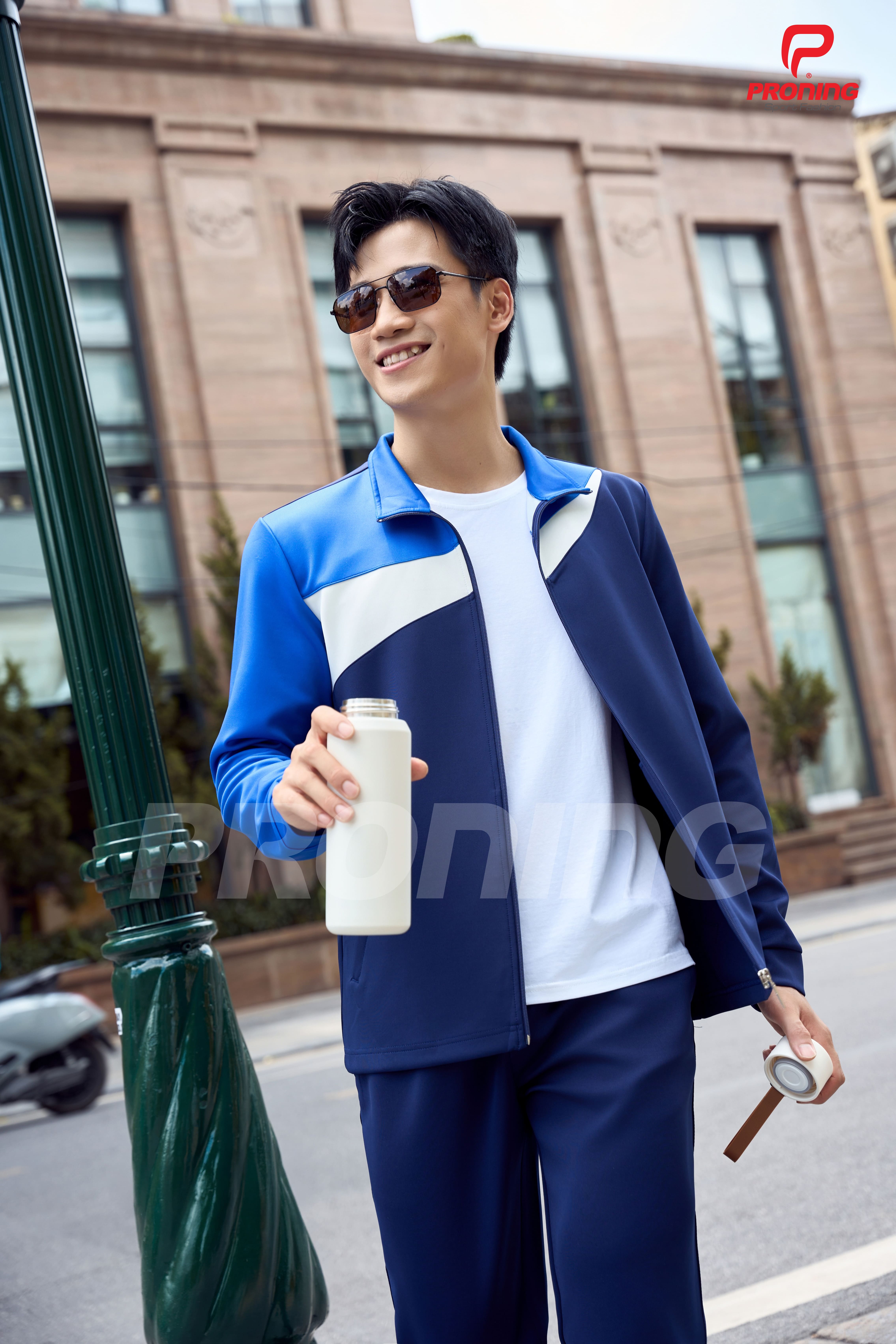 Bộ nỉ thể thao nam MDB-255 navy phối xanh bích